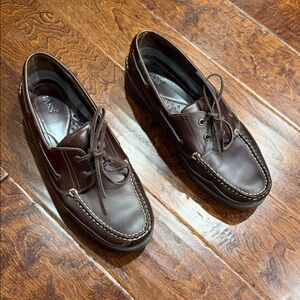 Bass Men's Brown Leather Moc-Toe Boat Shoes